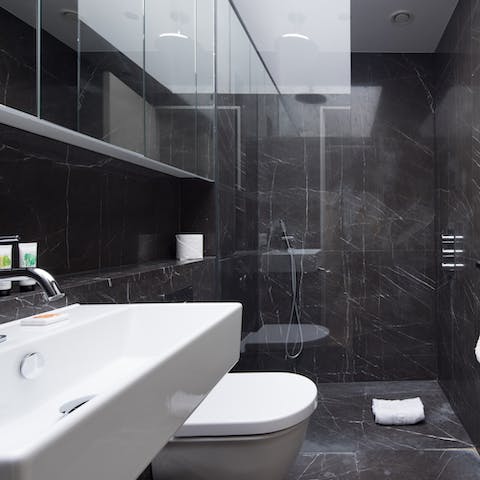 Step out of bed and straight into the opulent rainfall shower