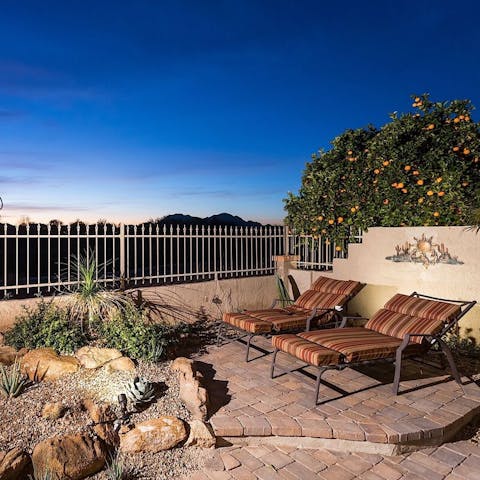 Admire the sunset over Camelback Mountain from your patio 