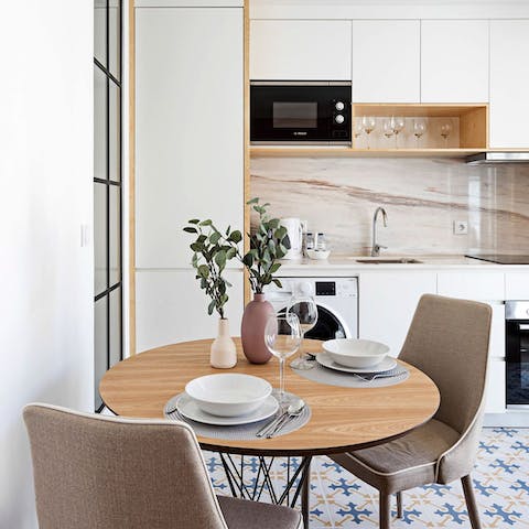 Whip up something tasty in the open-plan kitchenette to set you up for a day of sightseeing