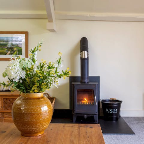 Cosy up in front of the fire, after a day on Salcombe North Sands Beach 