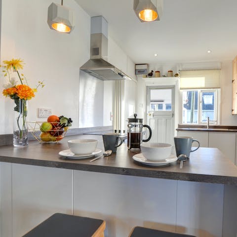 Enjoy leisurely and sociable breakfasts around the sleek kitchen bar