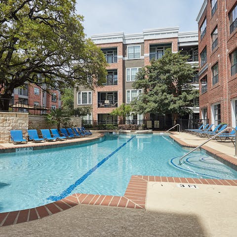 Spend sunny afternoons taking dips in the shared pool