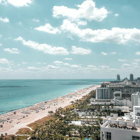 Soak up the sun on Miami Beach, a three-minute walk away