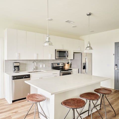 Start the day at the super sleek breakfast bar