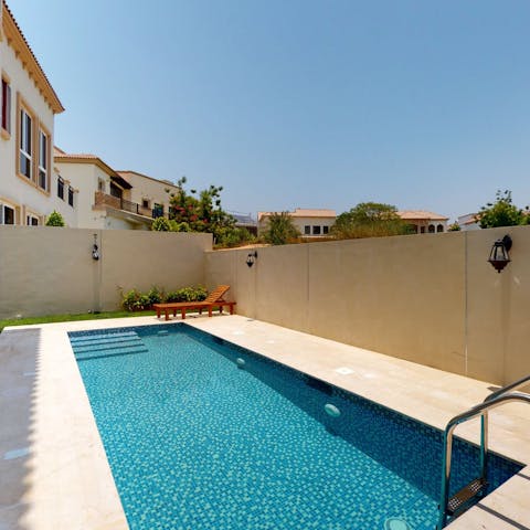 Enjoy a refreshing dip in the private pool on a hot summer's day