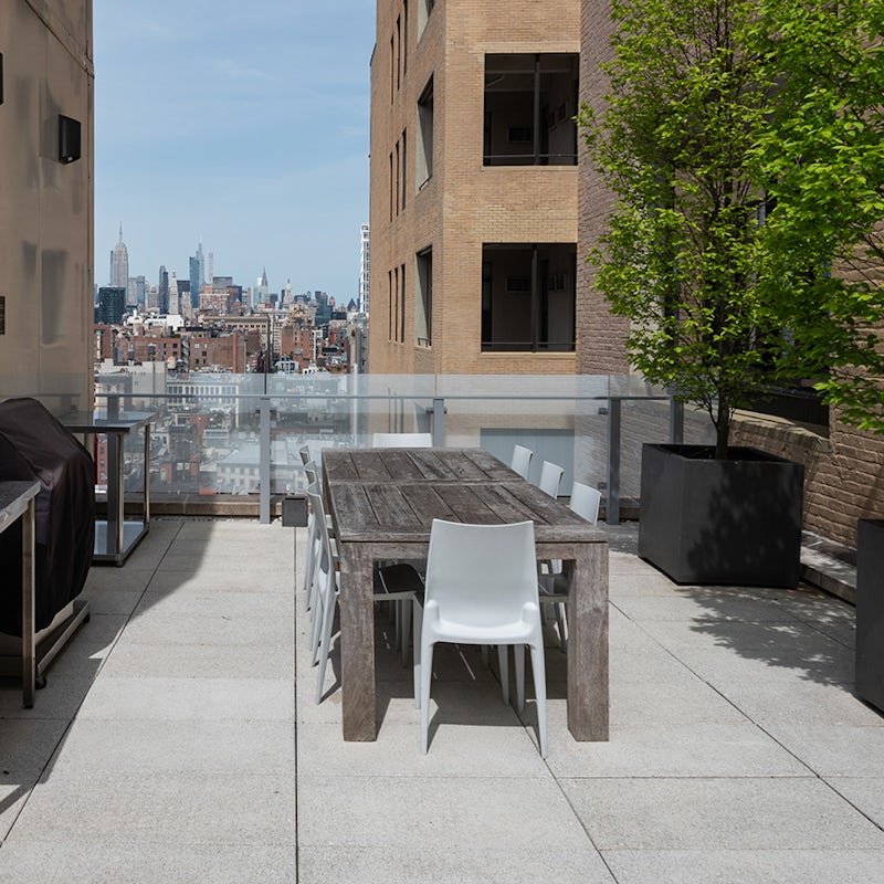 Enjoy a bagel on the shared rooftop terrace