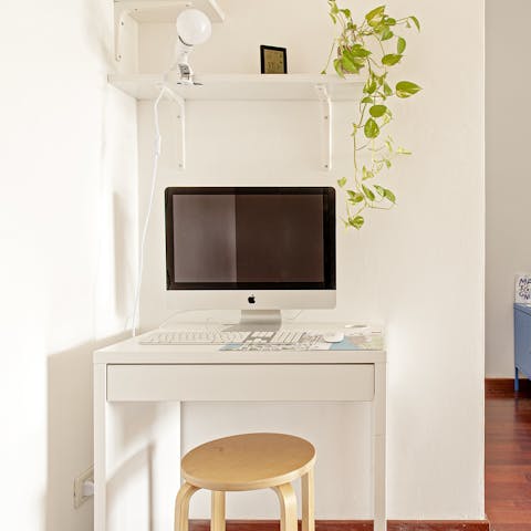 Catch up on work at the dedicated desk space