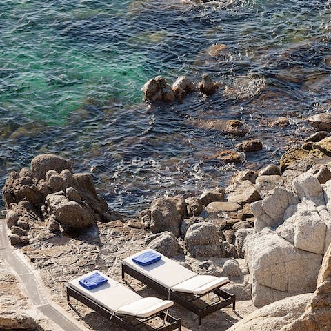 Make your way down to the private beach area