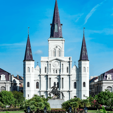 Check out St Louis Cathedral – it's a seven-minute drive