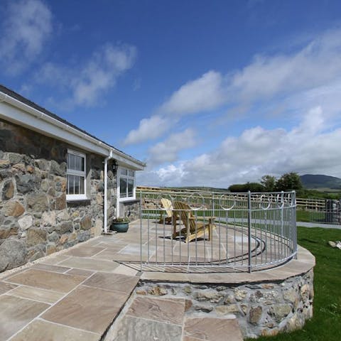 Admire the view from the raised patio