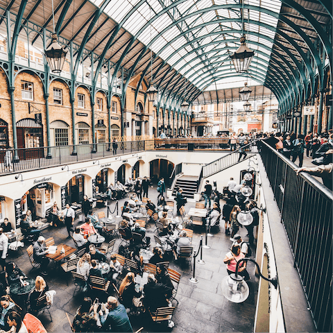 Discover Covent Garden's restaurants and high-end boutiques, an eight-minute stroll form your door
