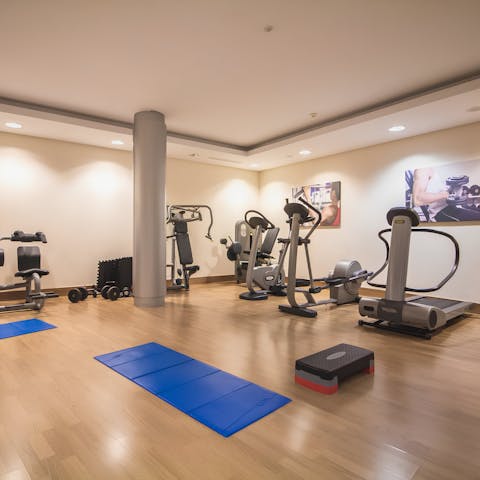 Break a sweat in the on-site gym, followed by a relaxing spa session