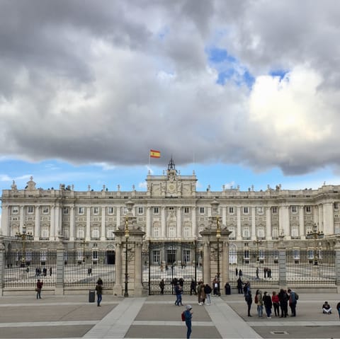 Visit the Royal Palace of Madrid, fifteen minutes away on foot
