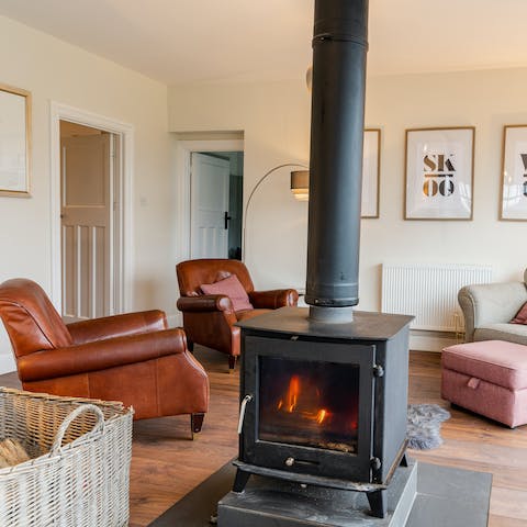 Spend cosy evenings around the wood burning stove