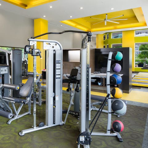 Keep fit in the building's 24-hour gym 