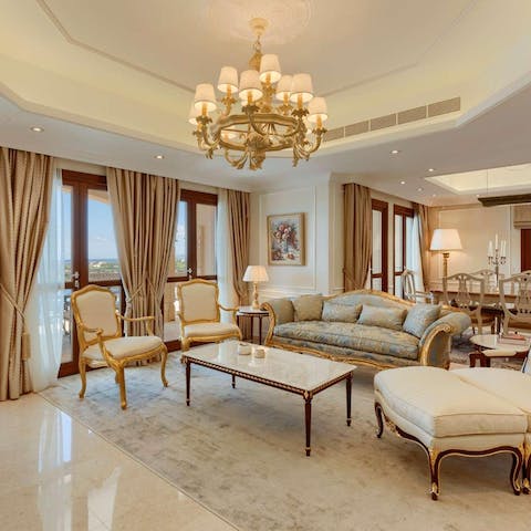 Relax in the palatial living room