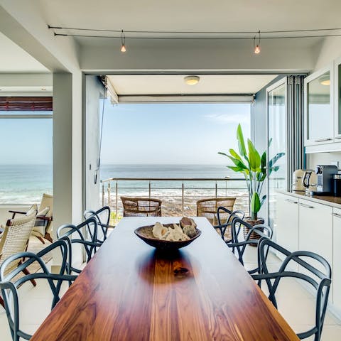 Enjoy breakfast with freshly-brewed coffee and this ocean view 