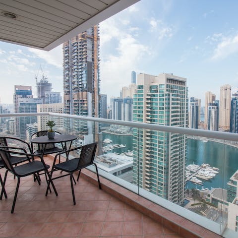 Take in the fabulous views of Dubai Marina from your private balcony
