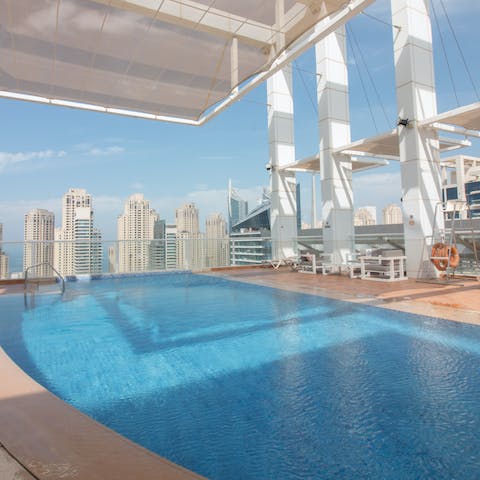 Cool off from the Dubai sun in the communal swimming pool
