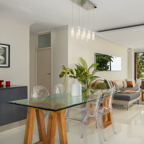Make the most of the fabulous dining area with meals at home