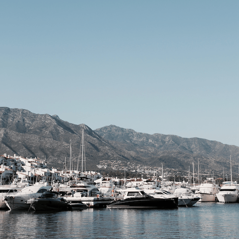 Mosey down to Puerto Banus Marina for an evening meal, within walking distance
