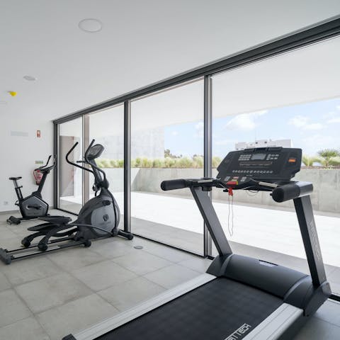 Keep up with your fitness routine in the on-site gym