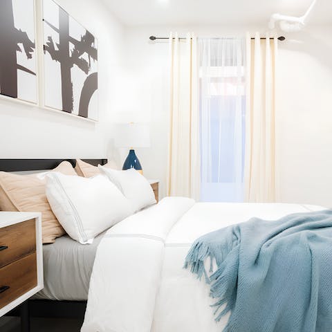 Enjoy a sound sleep with plush beds in each bedroom