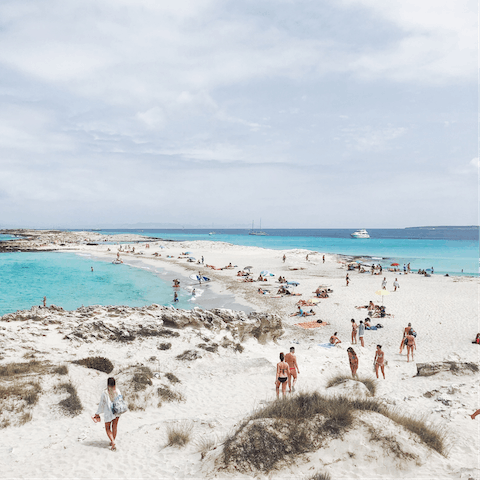 Explore the golden coastline of Formentera, reached as quickly as fifteen minutes' walk from the home