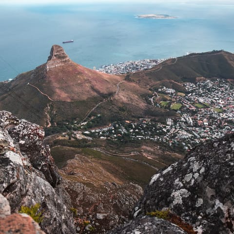 Embark on a hike up Table Mountain, a ten-minute drive away
