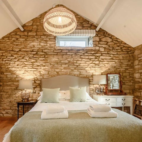 Fall in love with the characterful features, like the stone walls and vaulted beams