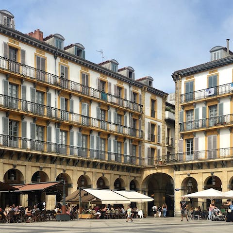 Explore San Sebastián's romantic Old Town, just thirty minutes away on foot