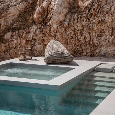 Cool off from the Greek sun in the infinity pool and jacuzzi