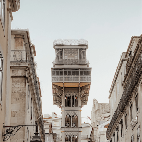 Zoom to the top of the Santa Justa Elevator – it’s just along the street