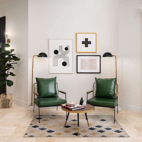 Admire the gorgeously decorated shared lobby