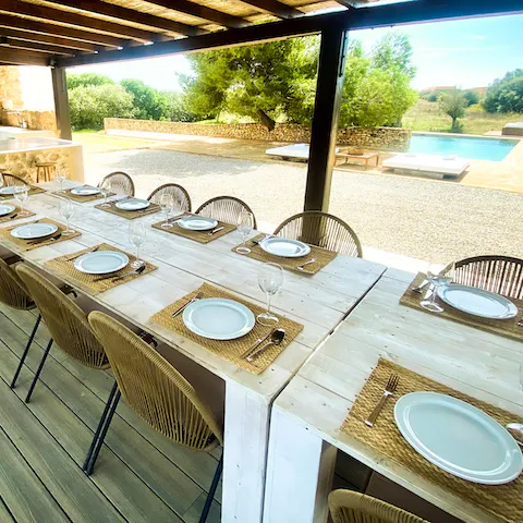 Enjoy al fresco dinners with the whole crew on your private veranda 