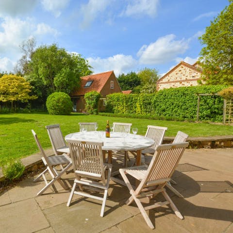 Enjoy dinner and drinks with loved ones on the sun-drenched terrace