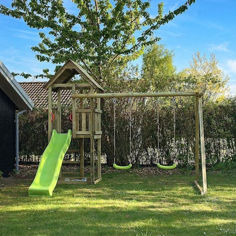 Keep the kids entertained for hours on their swing and slide set