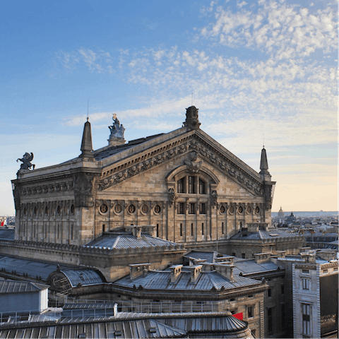 Buy tickets for a show at Palais Garnier, an eighteen-minute walk away