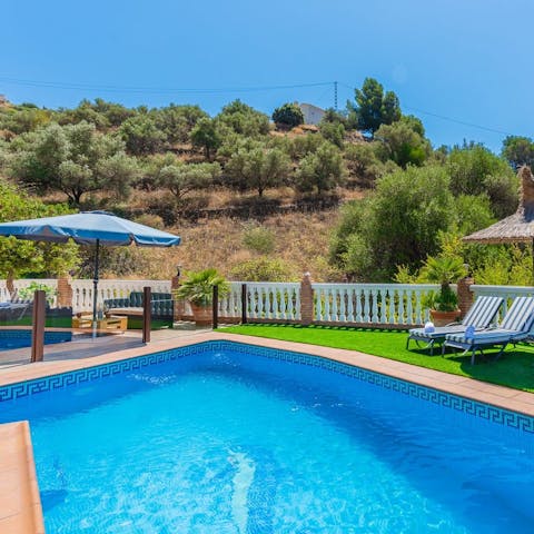 Dive into the cooling depths of the private pool and refresh yourself from the scorching Spanish sun