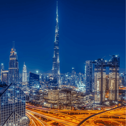 Chase the lights of Downtown for a night on the tiles, it's just a five-minute drive away