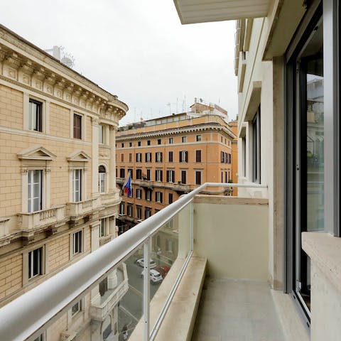Enjoy your morning espresso on the private balcony overlooking your Sallustiano neighbourhood