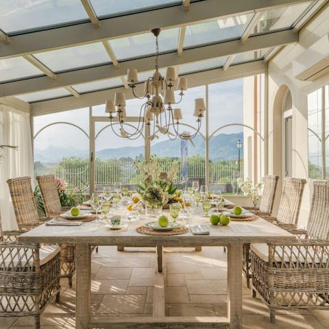 Take in the vistas of the hills from the conservatory