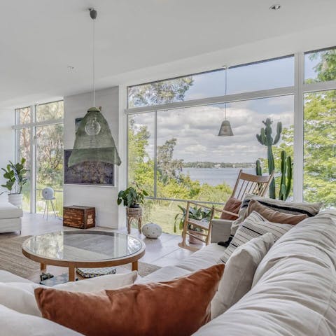 Admire the sea views from the stylish living space