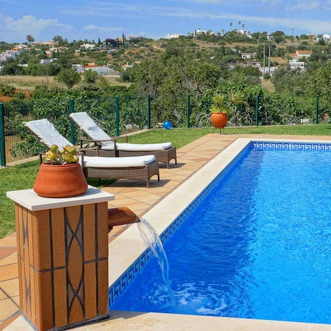 Take a dip in the private swimming pool to cool off from the sun