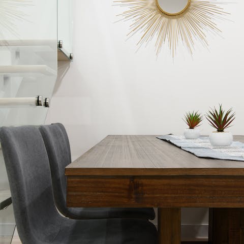 Plan the day out around the solid wood dining table