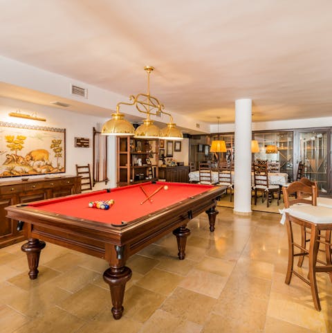 Play a few games of pool after dinner, or try your hand a mixing cocktails at the home bar