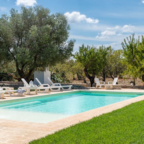 Spend relaxing days by the pool surrounded by Puglia's natural abundance
