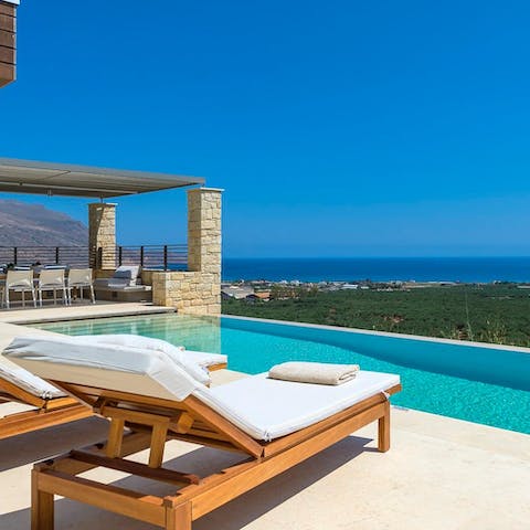 Lounge around the pool while soaking up views over the Gramvousa Peninsula 