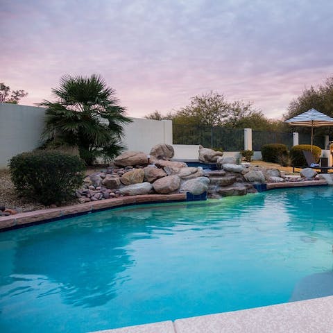 Cool down in the natural spring-inspired pool 