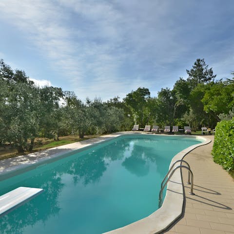 Cool off with a dip in the villa's large swimming pool